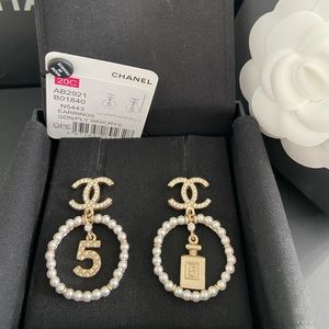 Authentic CHANEL XL Earrings in light gold